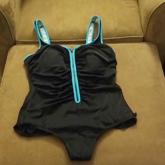 Reebok Other - Reebok Zig Zag Front Zip One-piece Swimsuit NWOT